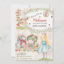 Rabbit Aliceワンダーランドのベイビーシャワーに夢中