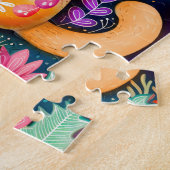 Rabbit and Cat Hugging each other with butterflys  ジグソーパズル (側面)