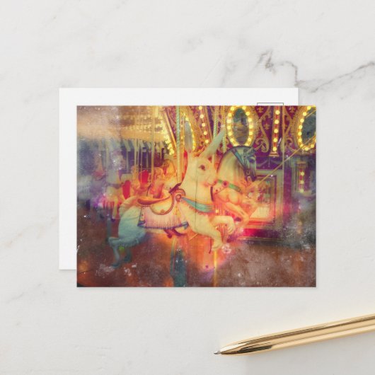 Rabbit and Horse Merry Go Round ポストカード (正面/裏面インサイチュ)