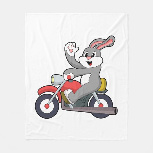 Rabbit asバイクもしくは自転車に乗る人with Motorcycle.PNG フリースブランケット (正面)