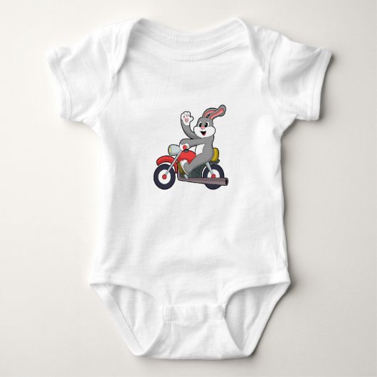 Rabbit asバイクもしくは自転車に乗る人with Motorcycle.PNG ベビーボディスーツ (正面)
