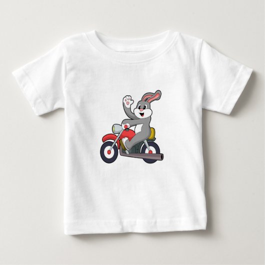 Rabbit asバイクもしくは自転車に乗る人with Motorcycle.PNG ベビーTシャツ (正面)