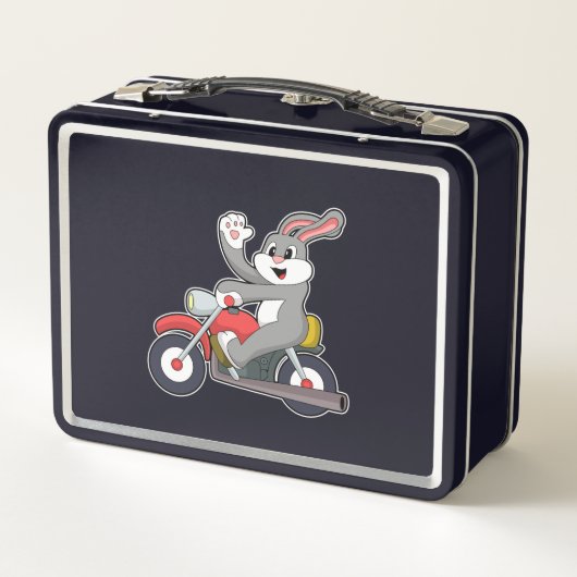 Rabbit asバイクもしくは自転車に乗る人with Motorcycle.PNG メタルランチボックス (裏面)