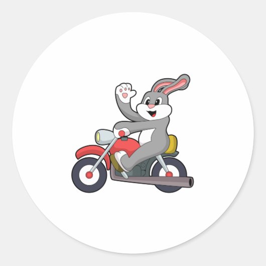 Rabbit asバイクもしくは自転車に乗る人with Motorcycle.PNG ラウンドシール (正面)