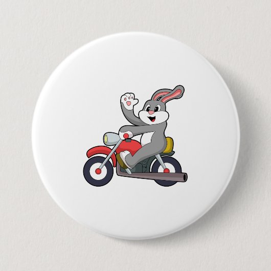 Rabbit asバイクもしくは自転車に乗る人with Motorcycle.PNG 缶バッジ (正面)