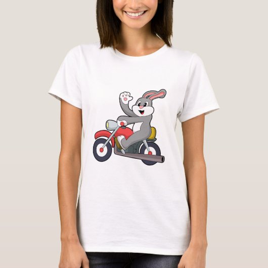 Rabbit asバイクもしくは自転車に乗る人with Motorcycle.PNG Tシャツ (正面)