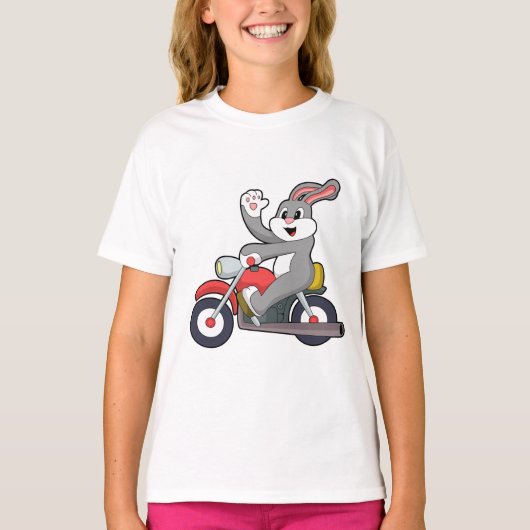 Rabbit asバイクもしくは自転車に乗る人with Motorcycle.PNG Tシャツ (正面)