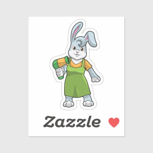 Rabbit as Hairdresser with Hairdryer シール (シート)