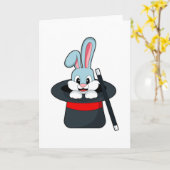 Rabbit at魔法with Wand & Hat カード (黄色い花)