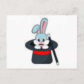 Rabbit at魔法with Wand & Hat ポストカード (正面)