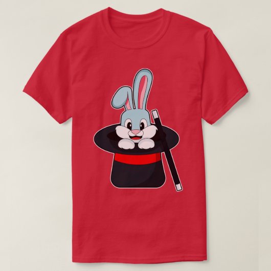 Rabbit at魔法with Wand Hat Tシャツ (デザイン正面)