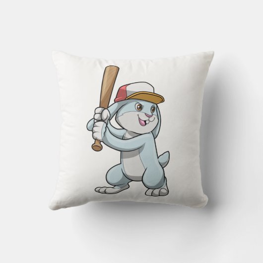 Rabbit at Baseball with Baseball bat クッション (裏面)