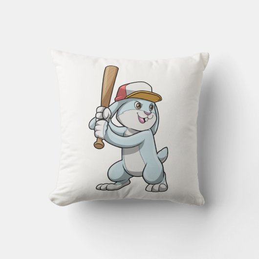 Rabbit at Baseball with Baseball bat クッション (正面)