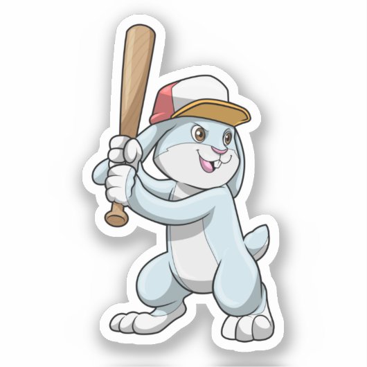 Rabbit at Baseball with Baseball bat シール (正面)