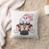 Rabbit at Fitness with Dumbbell.PNG クッション (ブランケット)