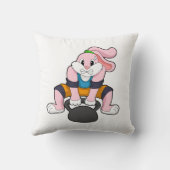 Rabbit at Fitness with Dumbbell.PNG クッション (裏面)