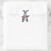 Rabbit at Music with Guitar スクエアシール (バッグ)