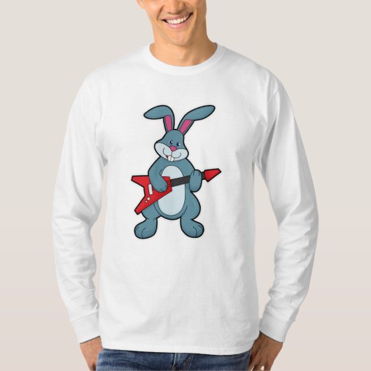 Rabbit at Music with Guitar Tシャツ (正面)