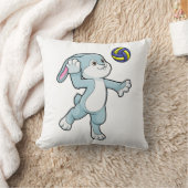 Rabbit at Sports with Volleyball クッション (ブランケット)