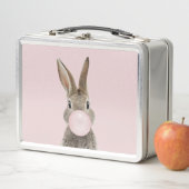 Rabbit Blowing Pink Bubble gum   メタルランチボックス (インサイチュ)