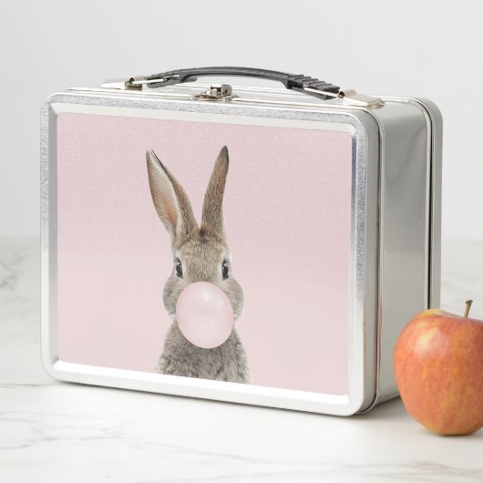 Rabbit Blowing Pink Bubble gum   メタルランチボックス (インサイチュ)
