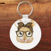 rabbit bow glass leopard, retro, vintage キーホルダー (正面)