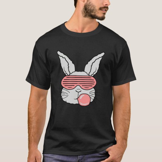 Rabbit Bubble Gum Chewing Easter Bunny Cool Pink S Tシャツ (正面)