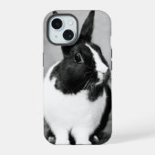 Rabbit Bunny写真Black and White Personalizable iPhone 15ケース (裏面)