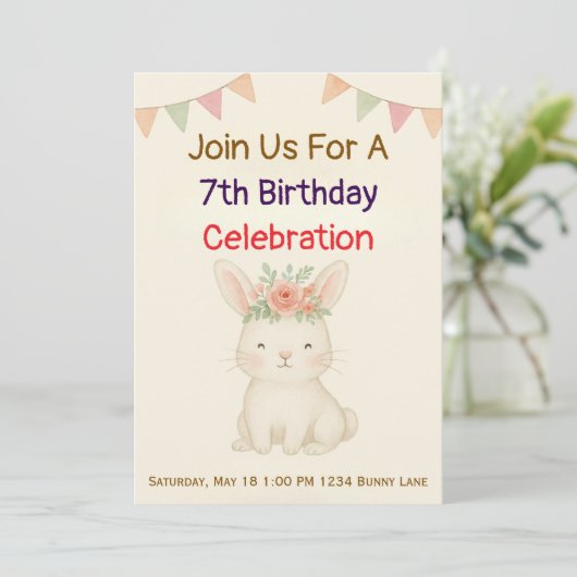 Rabbit Bunny Birthday Invitation 招待状 (スタンド正面)