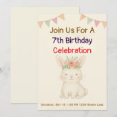 Rabbit Bunny Birthday Invitation 招待状 (正面/裏面)