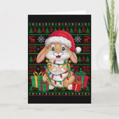 Rabbit Bunny Xmas Lights Ugly Santa Hat Bunny Chri カード (正面)