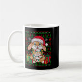Rabbit Bunny Xmas Lights Ugly Santa Hat Bunny Chri コーヒーマグカップ (左)