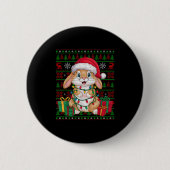 Rabbit Bunny Xmas Lights Ugly Santa Hat Bunny Chri 缶バッジ (正面)