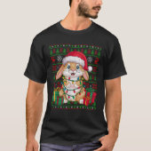Rabbit Bunny Xmas Lights Ugly Santa Hat Bunny Chri Tシャツ (正面)