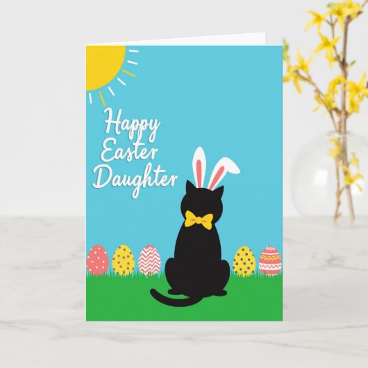 Rabbit Cat Easter Pattern Card カード (黄色い花)