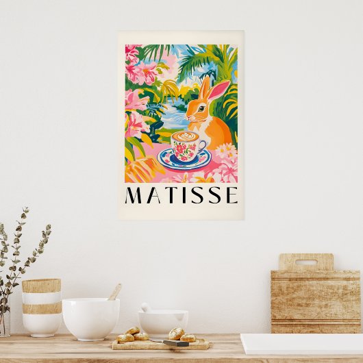 Rabbit Coffee Print Funny Kitchen Art, Matisse ポスター (キッチン)