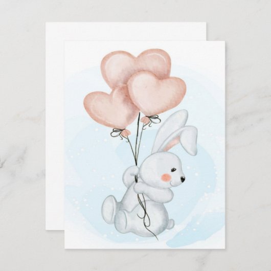 Rabbit Design | Cute Bunny Lovers | Kid Birthday 招待状 (正面/裏面)