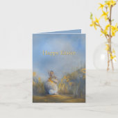 Rabbit EASTER 4 x 5.6" カード (黄色い花)