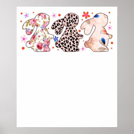 rabbit easter pattern, retro, vintage ポスター (正面)