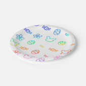 Rabbit, eggs, sweets and flowers 卵とお菓子と花ペーパープレート ペーパープレート (アングル)