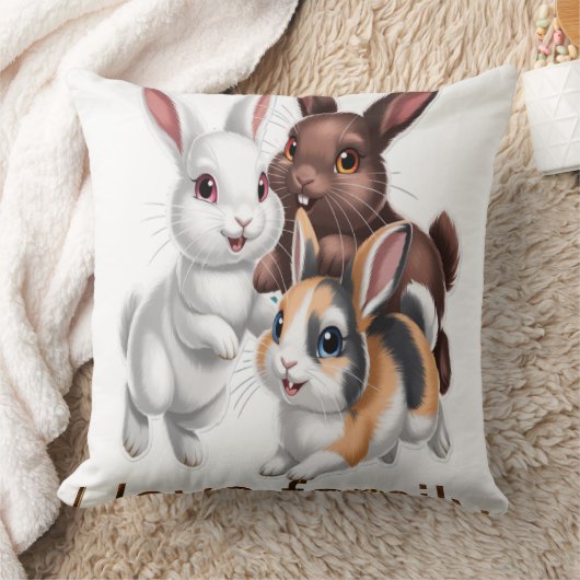 Rabbit family クッション (ブランケット)