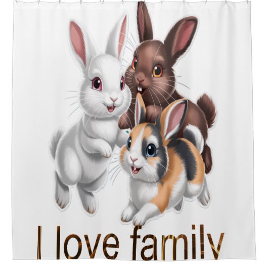Rabbit family  シャワーカーテン (正面)