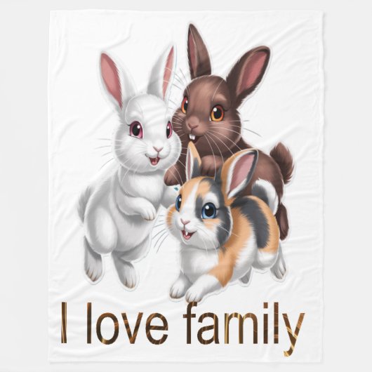 Rabbit family フリースブランケット (正面)