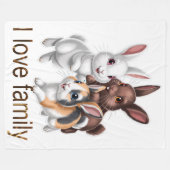 Rabbit family フリースブランケット (正面(横))