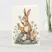 Rabbit Family Springtime Scene Card カード (正面)