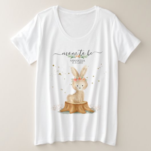 Rabbit Family wildlife baby MOM TO BE プラスサイズTシャツ (デザイン正面)