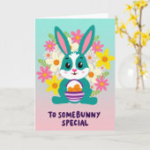 Rabbit Floral Basket Design Card カード (黄色い花)