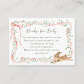 Rabbit Floral Pink Bow Baby Shower Book Request エンクロージャーカード (正面)