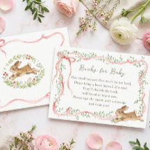 Rabbit Floral Pink Bow Baby Shower Book Request