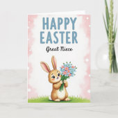 Rabbit Flower Pattern Easter Card カード (正面)